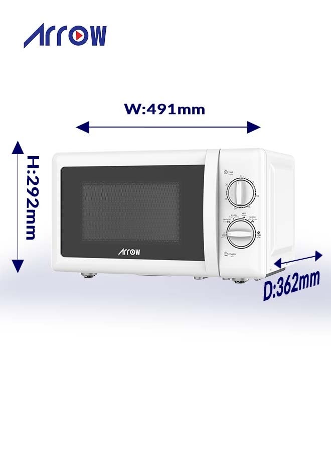 Arrow 20L Mechanical Countertop Microwave Oven, 700W | 5 Power Levels | 2 Years Warranty | Easy-to-Use Mechanical Control | Compact Design for Space Saving | Ideal for Cooking and Heating | Model Name: RO-20MW - Image 5
